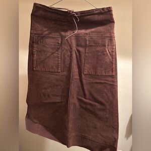 Women’s Chocolate Brown Leather Midi Skirt